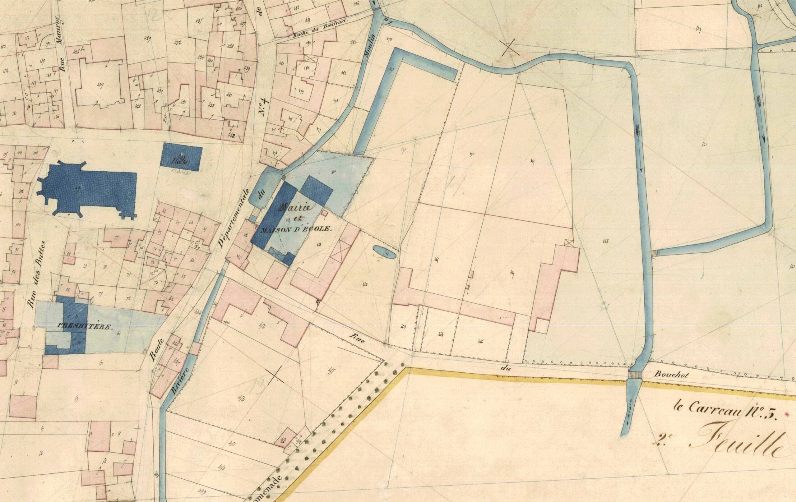 cadastre du village d’Aix-en-Othe (cote 3 P 5000, section B, village et prés, feuille n°4)